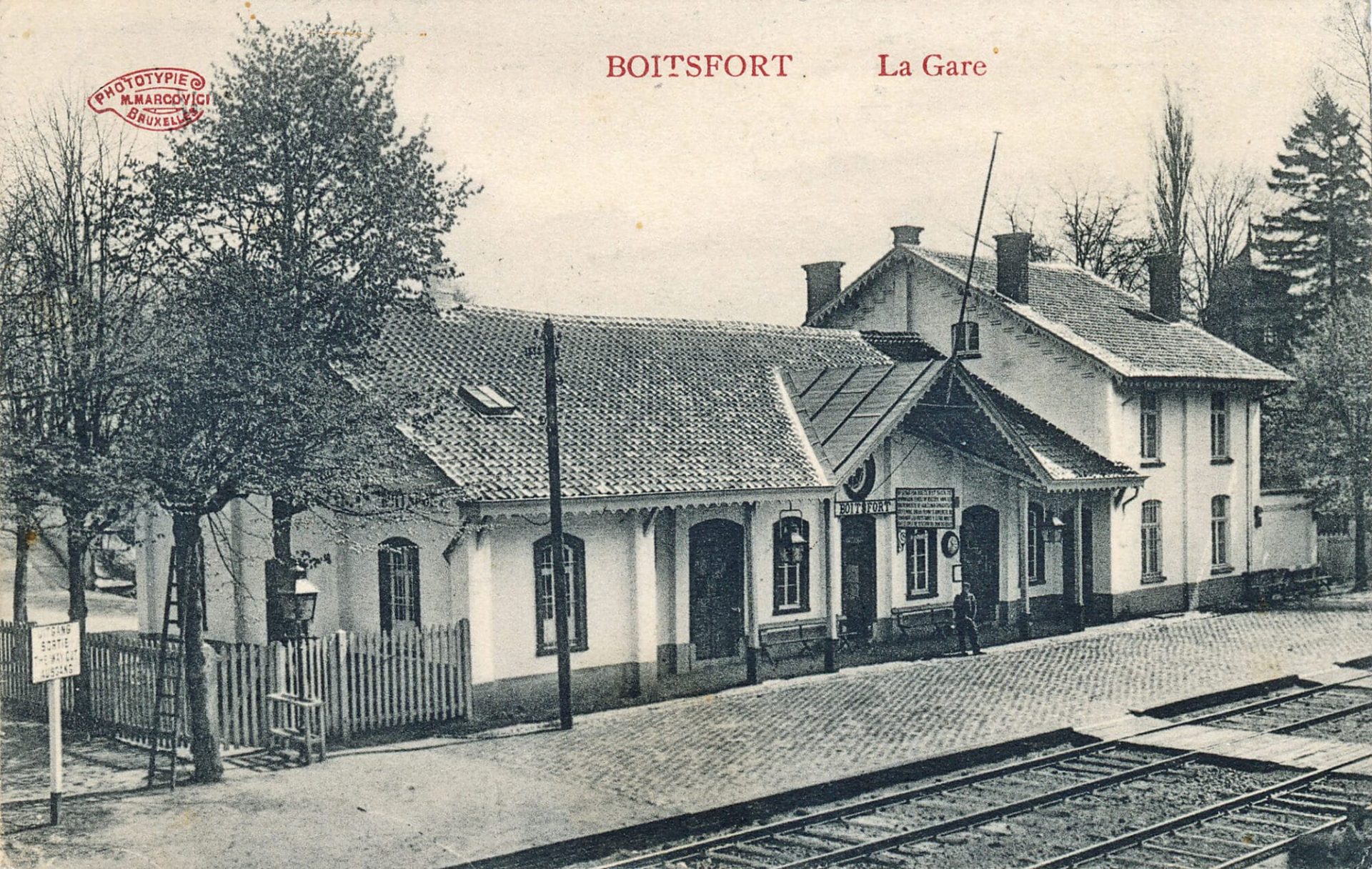 La gare de Boitsfort - Carte postale Phototypie M. Marcovici, vers 1910.
