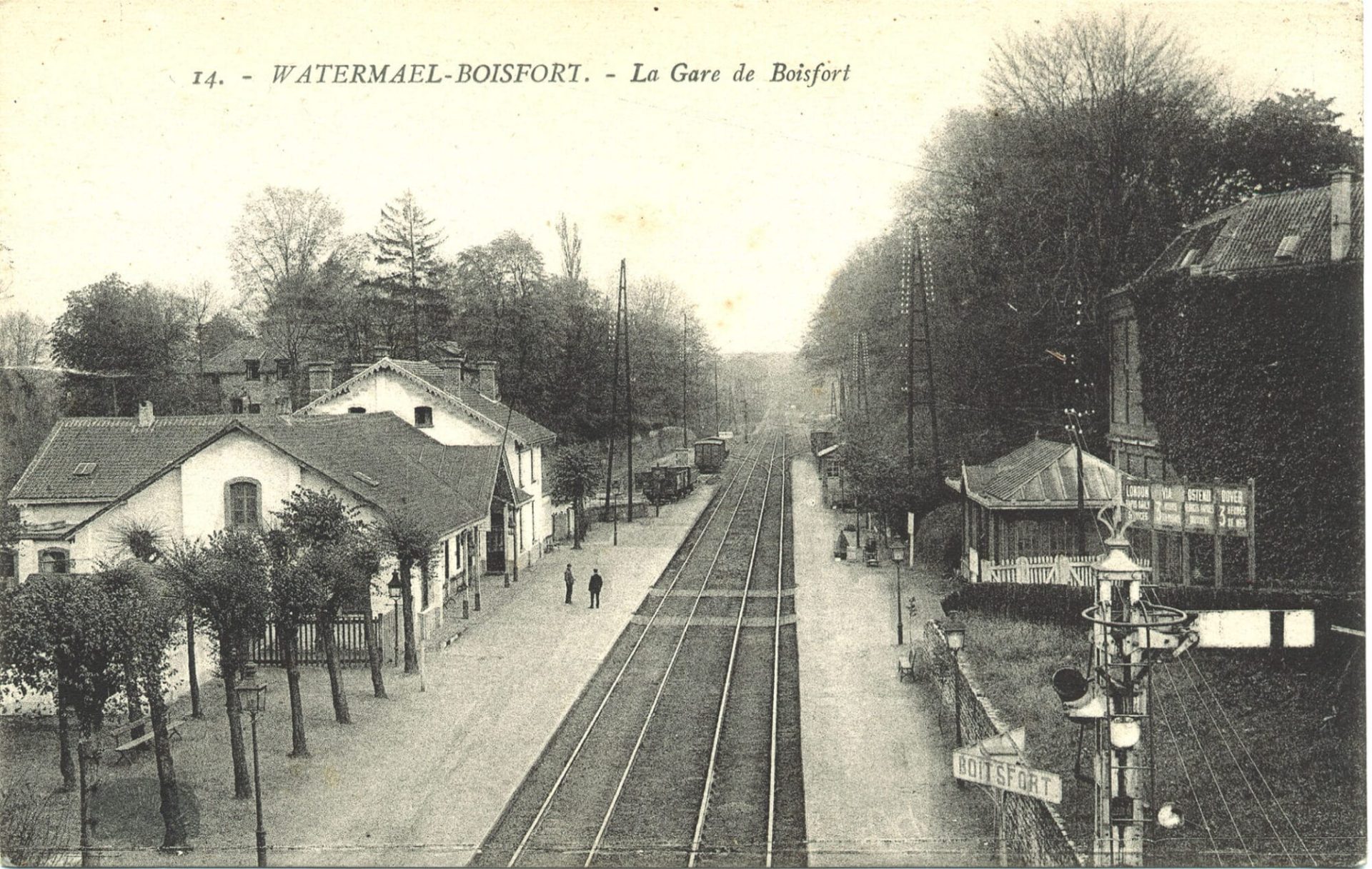 La ligne de chemin de fer de Bruxelles à Luxembourg et la gare de Boitsfort - Carte postale Ed. G. Henri, vers 1910.