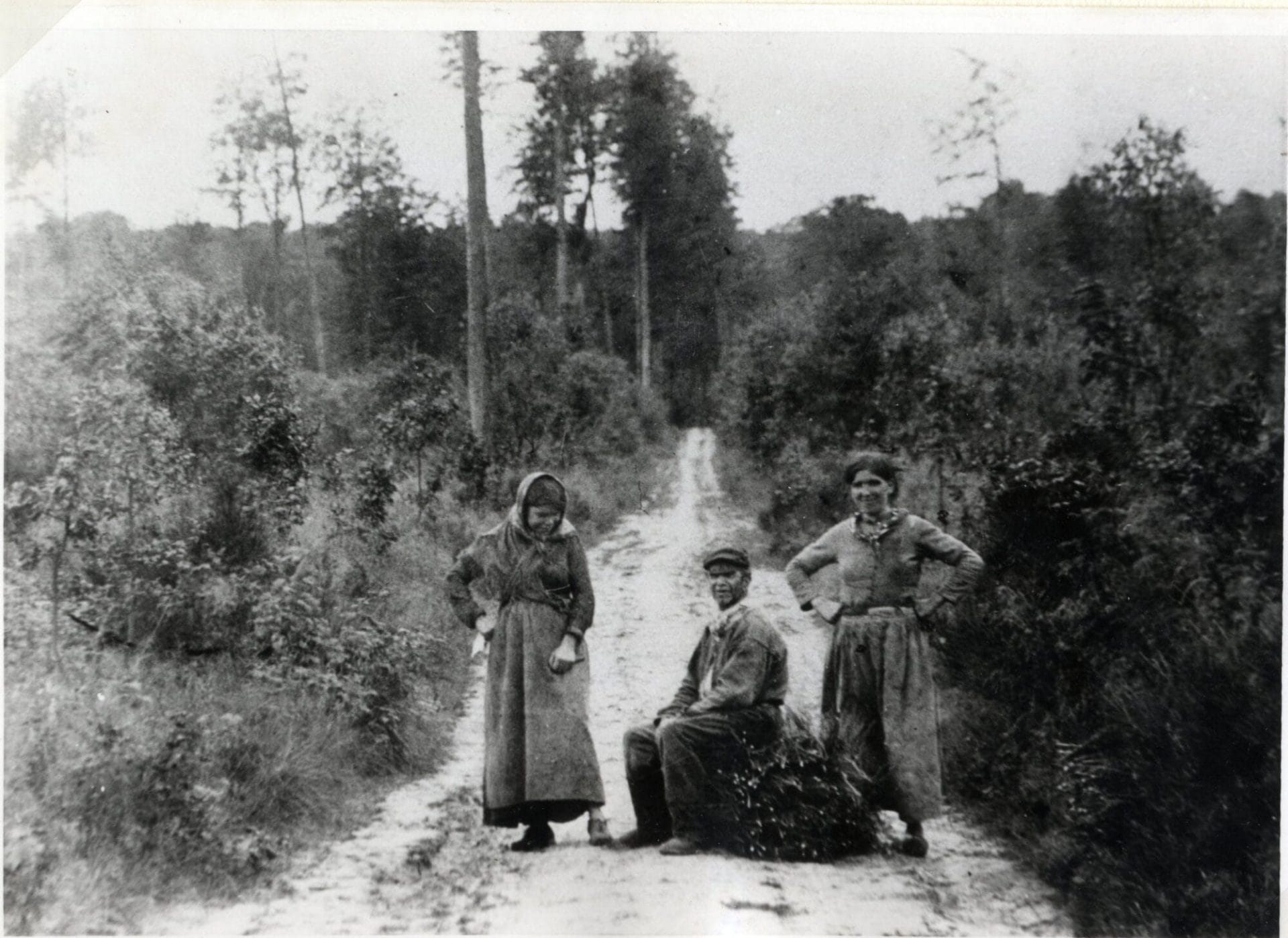 Drève du Comte. Une famille est de retour de la forêt - Photo, vers 1900 (Espace Mémoire, coll. Pauli-Delmoitié)